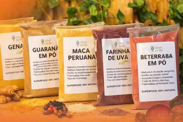 Superfoods Shot do Dia: Ginseng, Guaraná, Maca Peruana, Farinha de Uva e Beterraba em pó